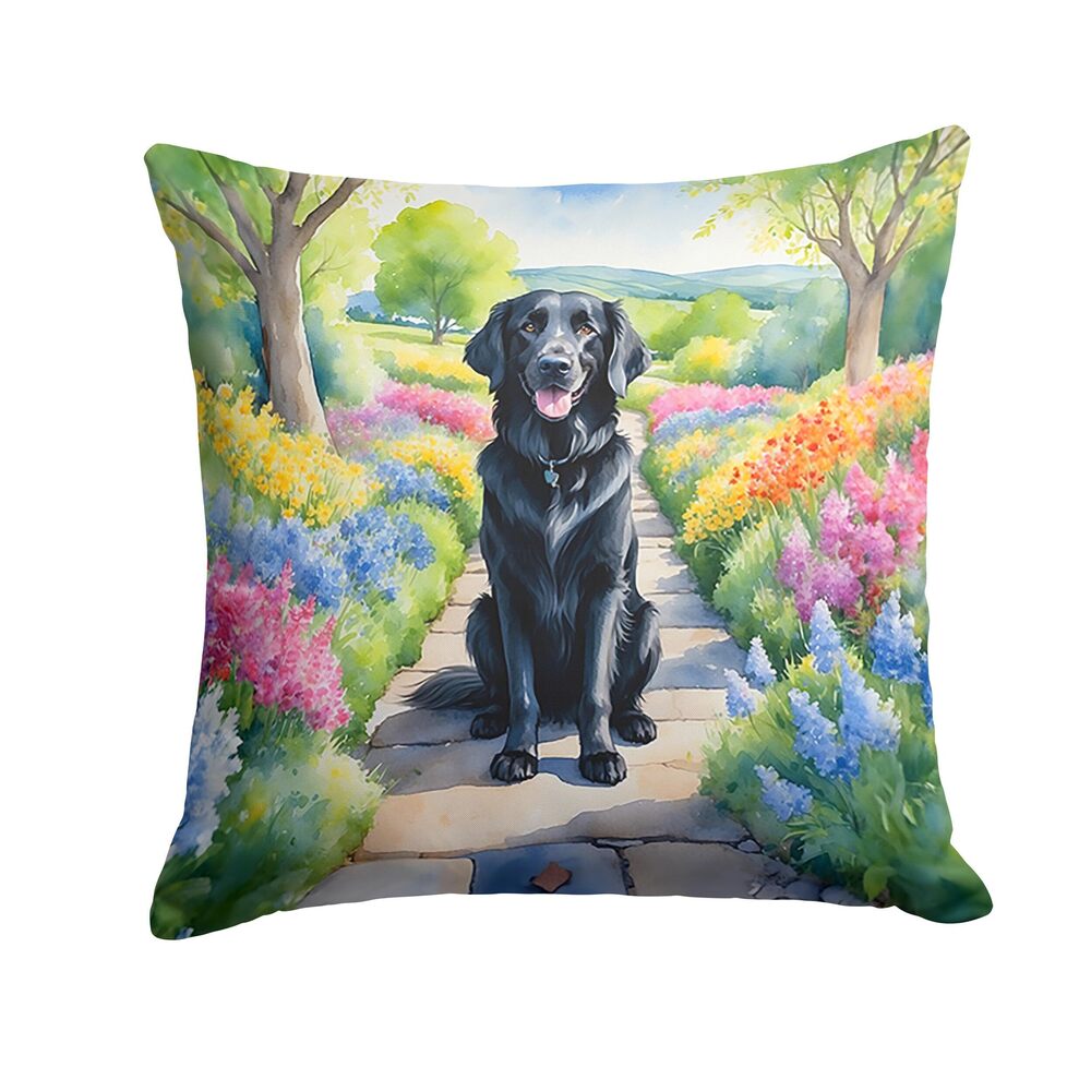 6137 Spring Path Throw Pillow, 18Hx18W, Flat-Coated Retriever 6626